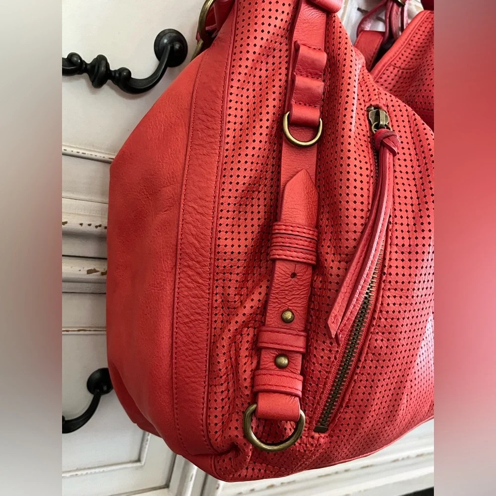 Joelle Hawkins Soft Leather Slouchy Erin Large Perforated‎ Lined Hobo